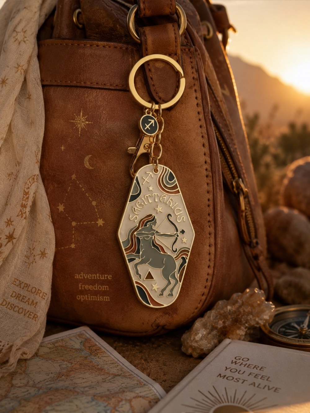 Sagittarius Zodiac Keychain Bag Charm